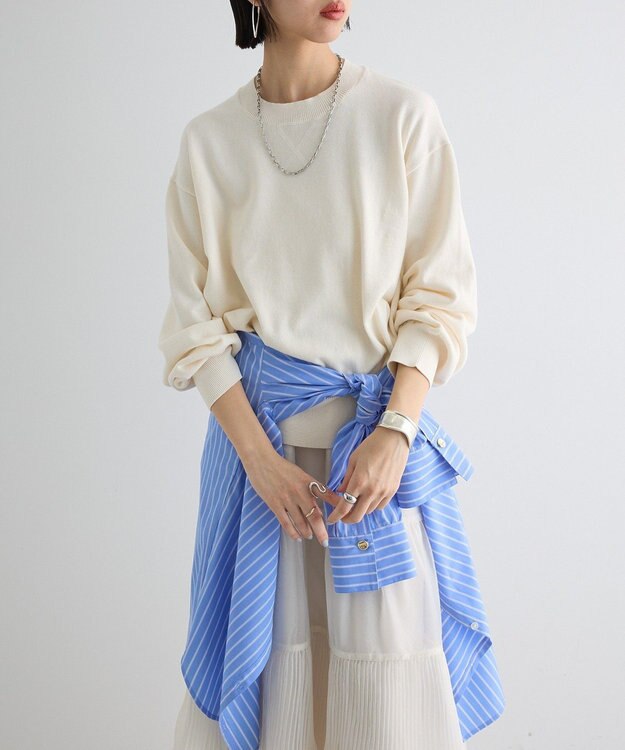 Green Parks スウェットライクニットプルオーバー Off White