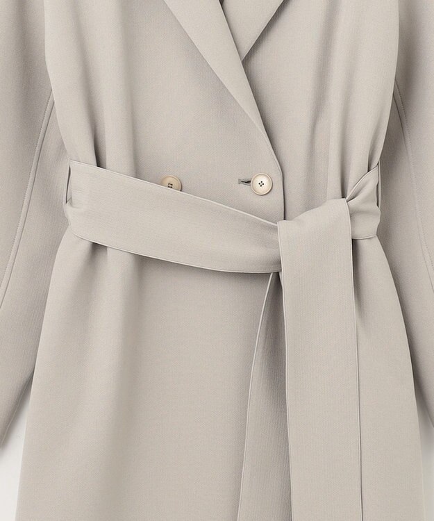 自由区 【洗える】ライトダブルクロス ノーカラーコート サンドベージュ