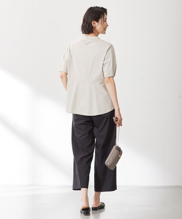 J.PRESS LADIES プレーティングジャージー ペプラム カットソー ライトグレー系