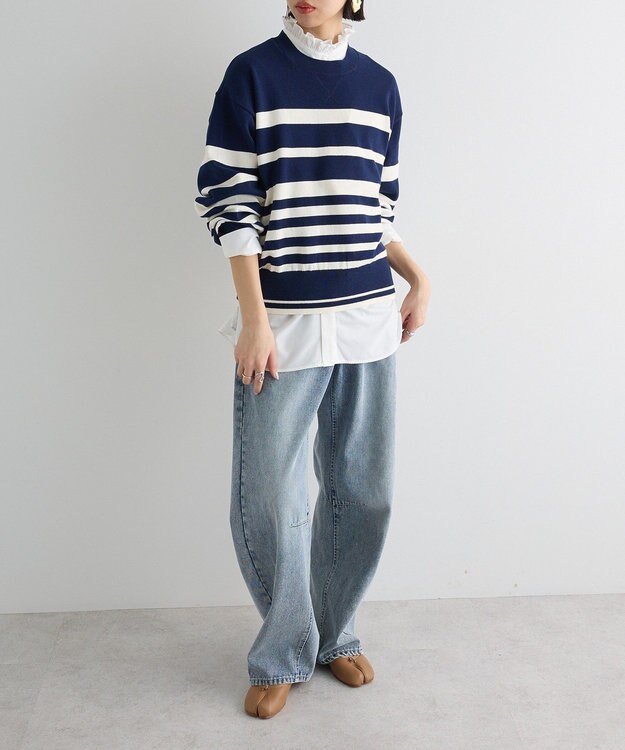 Green Parks スウェットライクニットプルオーバー Navy