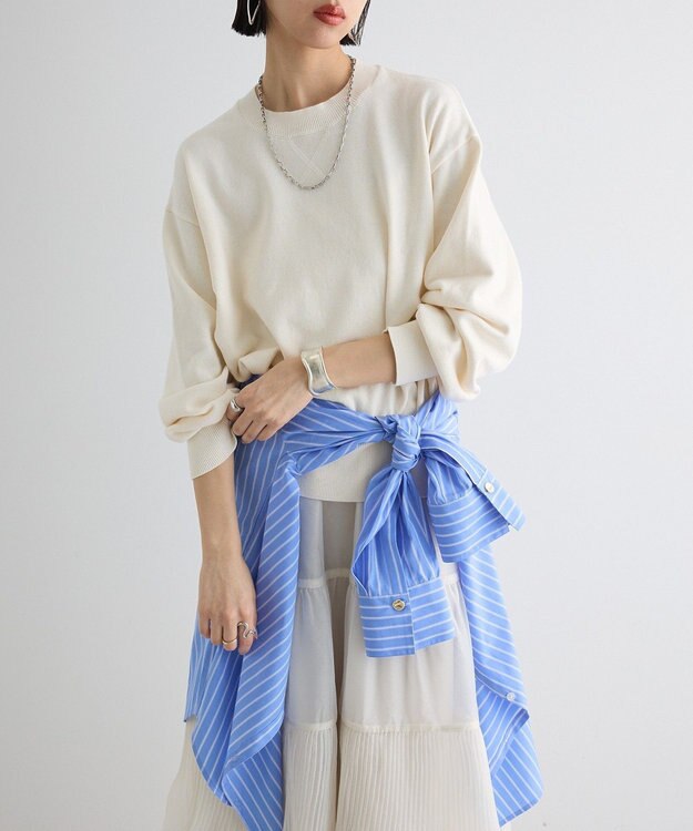 Green Parks スウェットライクニットプルオーバー Off White