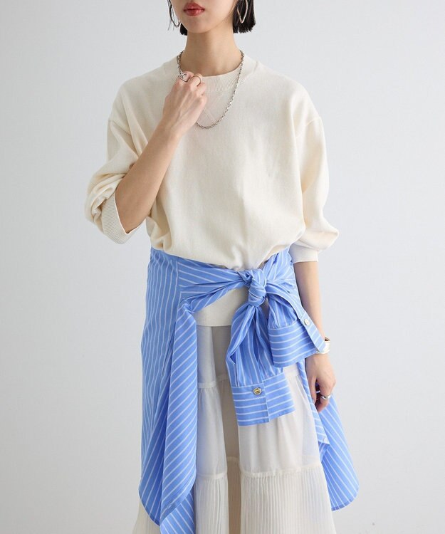 Green Parks スウェットライクニットプルオーバー Off White