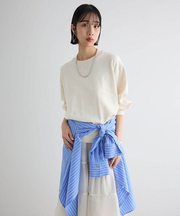 Green Parks スウェットライクニットプルオーバー Off White