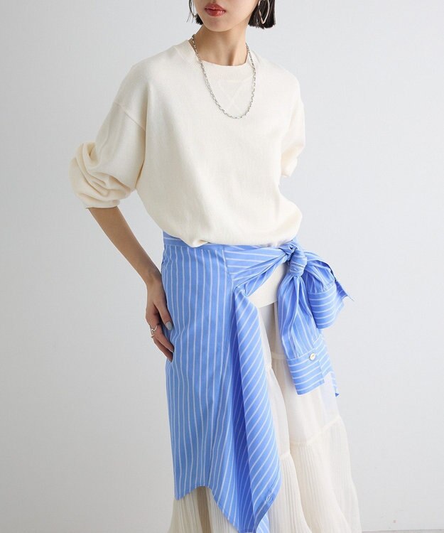 Green Parks スウェットライクニットプルオーバー Off White