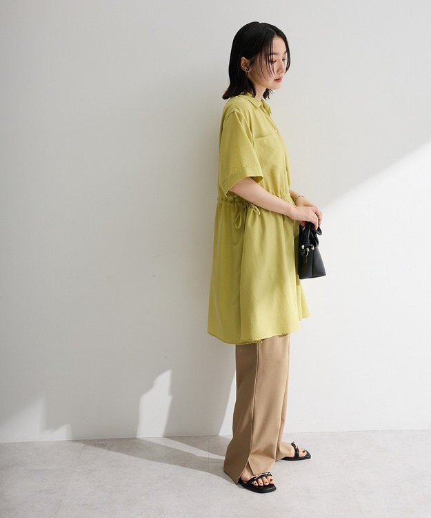 Green Parks ウエストリボンミディ丈ワンピース Lime Green