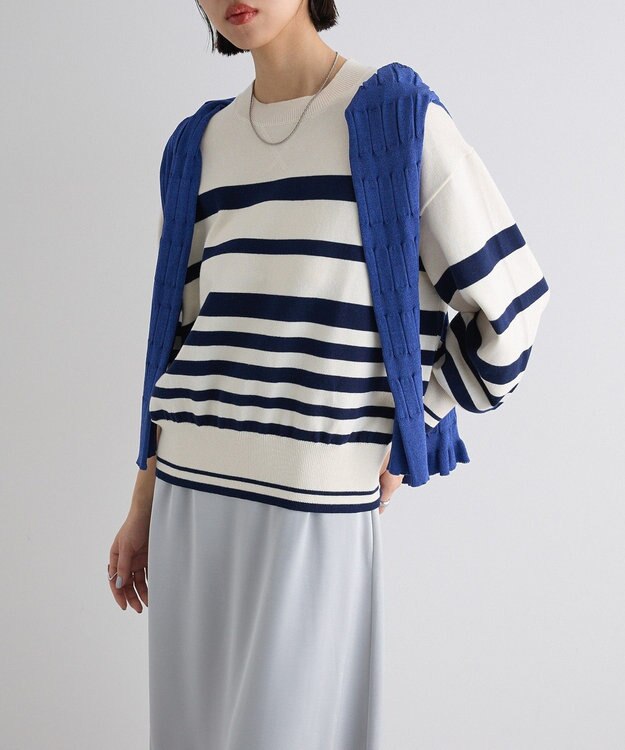 Green Parks スウェットライクニットプルオーバー Border