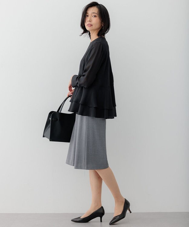 23区 【セットアップ対応】ラフィーネウール フレア スカート ライトグレー系