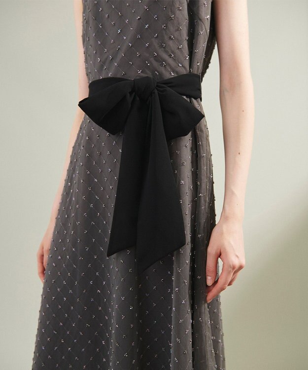 GRACE CONTINENTAL ビーズembドレス チャコール