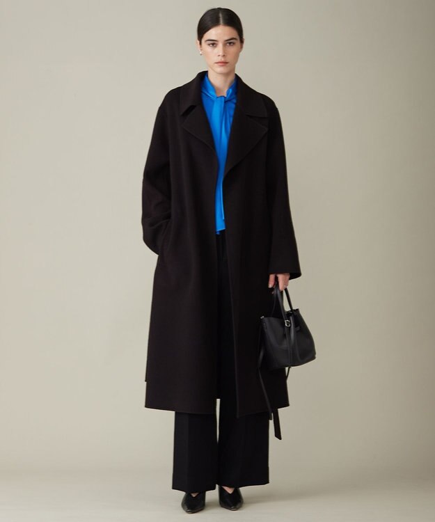 ICB 【洗える】 ヴィンテージストレッチサテン ブラウス サファイア系