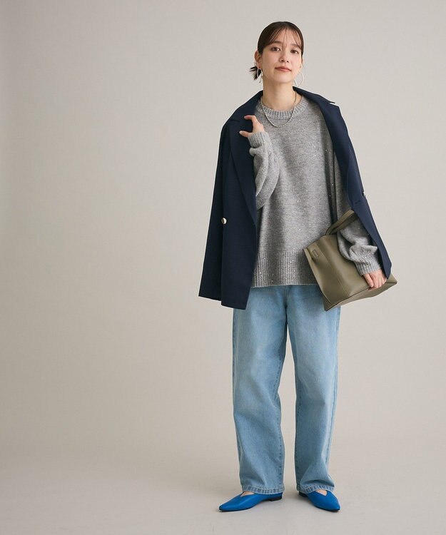 Green Parks スパンコールニットプルオーバー Gray Mixture