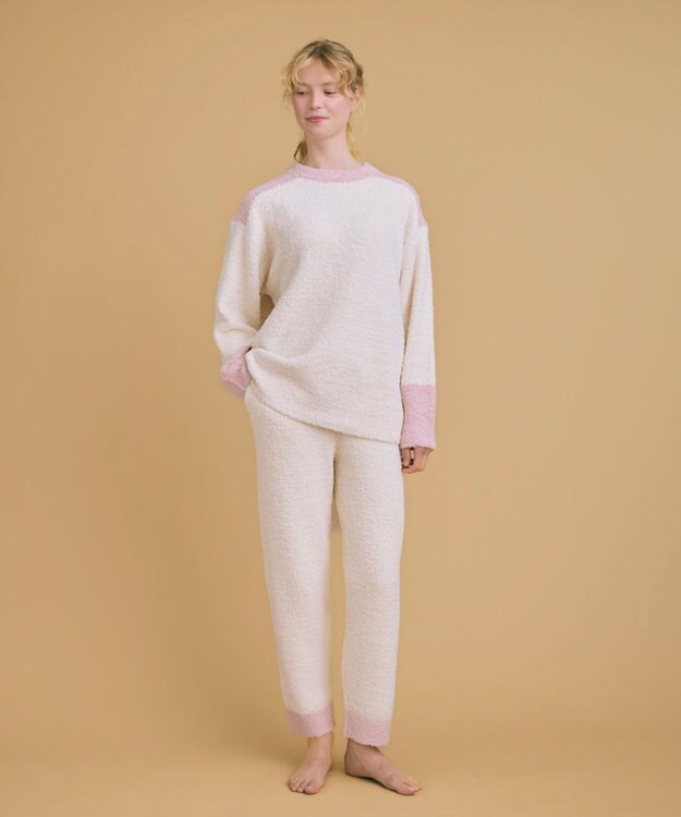 une nana cool カラーブロッキング　プルオーバー＆ロングパンツセット クリーム