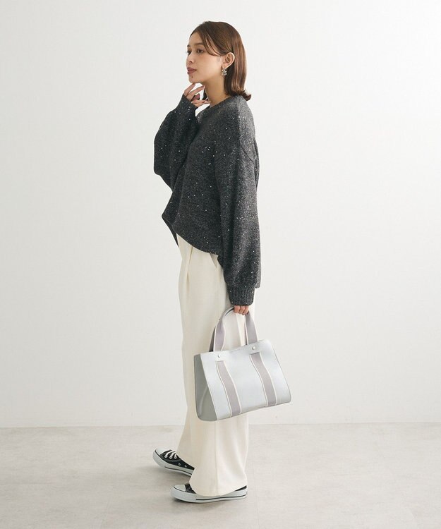 Green Parks スパンコールニットプルオーバー Dark Gray Mixture