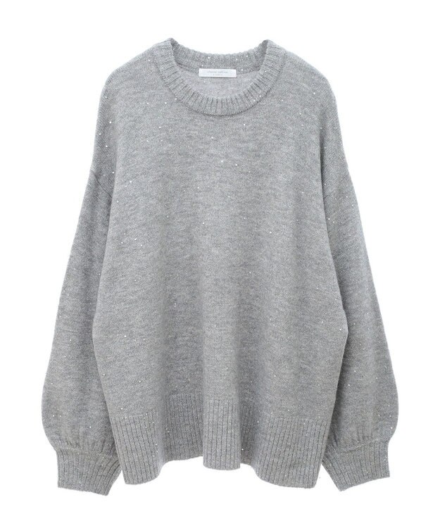 Green Parks スパンコールニットプルオーバー Gray Mixture