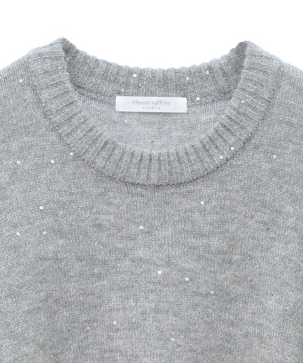 Green Parks スパンコールニットプルオーバー Gray Mixture