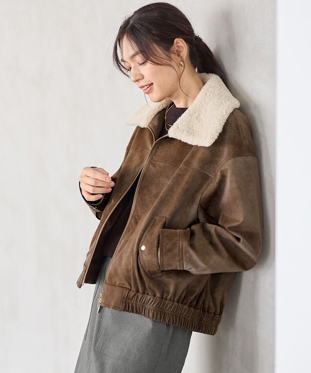 ANY 【2WAY】ボアカラーブルゾン ブラウン