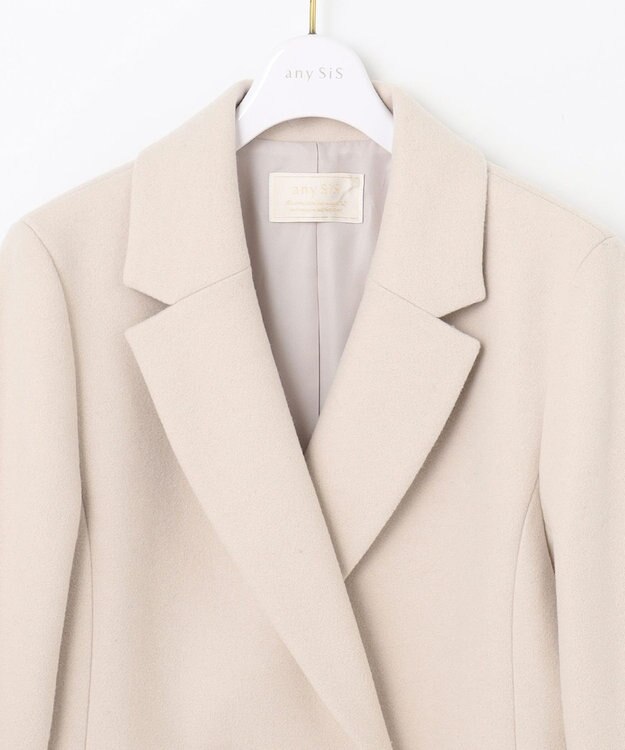 ANY SIS L ウールライクレディ チェスターコート アイボリーベージュ