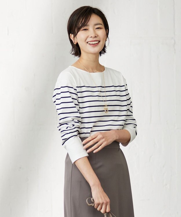 J.PRESS LADIES バスクボーダー カットソー ネイビー系1