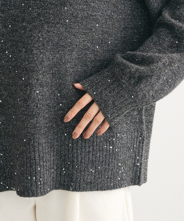 Green Parks スパンコールニットプルオーバー Dark Gray Mixture
