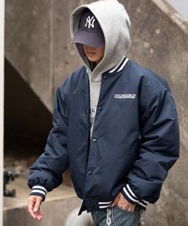 WEGO 【ユニセックス着用ITEM】グラフィックパファースタジャン ネイビー