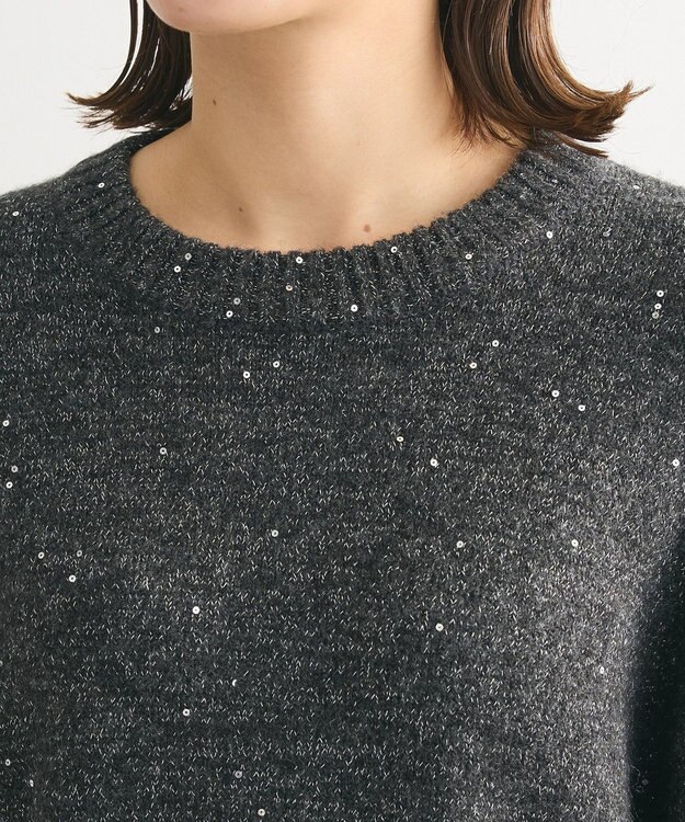 Green Parks スパンコールニットプルオーバー Dark Gray Mixture