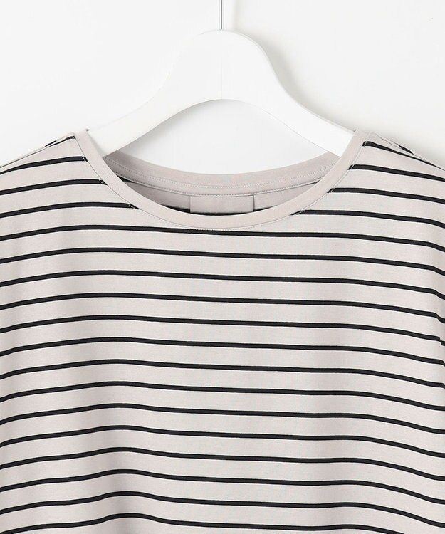 J.PRESS LADIES 【洗える】パネルボーダー Tシャツ ベージュ×ブラック系