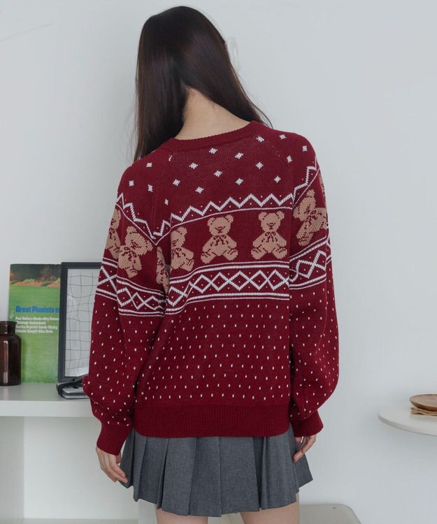 WEGO ノルディックベアニットプルーバー ワイン