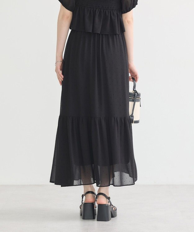 earth music&ecology ＳＥＴ２点フロッキードットブラウス＋スカート Black