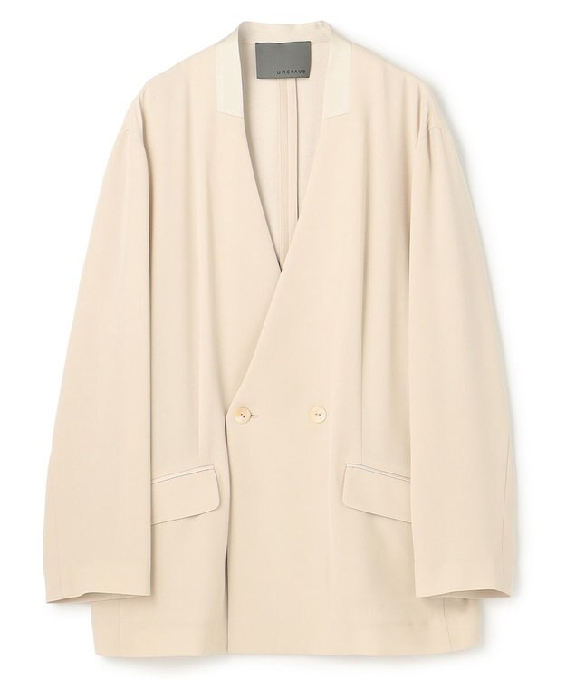 uncrave バックサテンジョーゼット ノーカラージャケット ライトベージュ