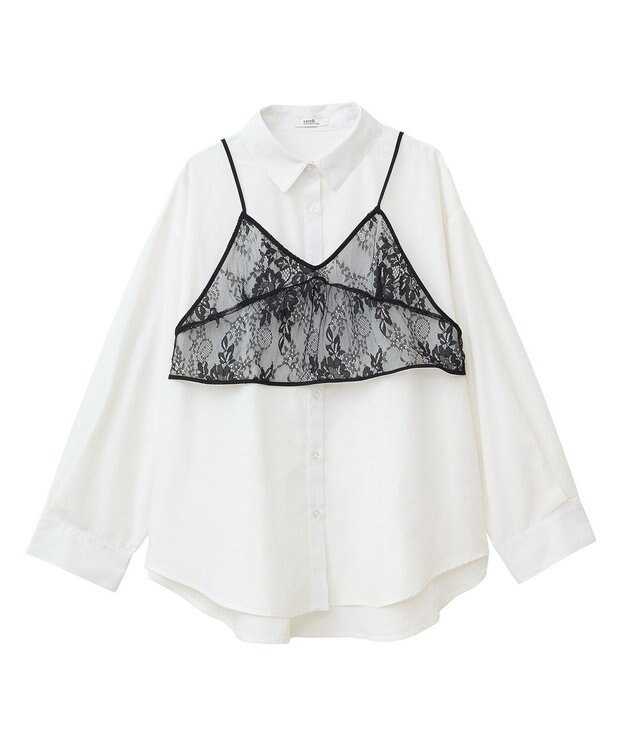 earth music&ecology ＳＥＴ２点レースビスチェ＋シャツ Black