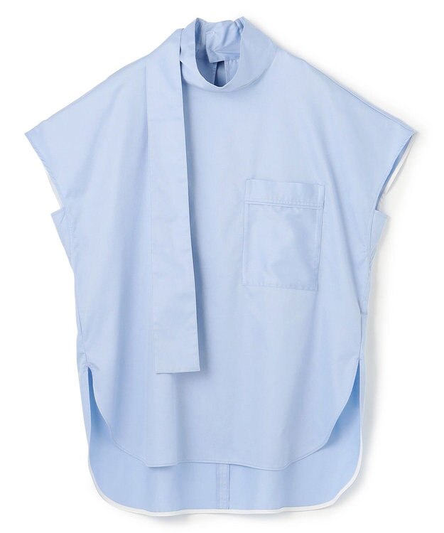 uncrave ブロードクロス ボウタイブラウス サックス