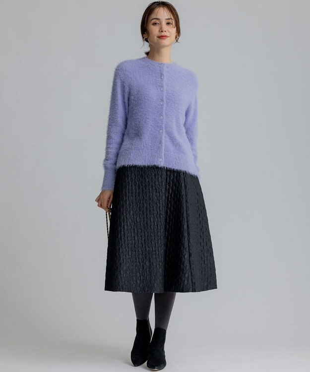 組曲 S 【前後着用可】2WAYナイロンファー ニット ふじ色系