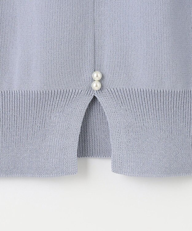 ANY SIS 【洗える】タックスリーブパール調 ニット ライトブルー