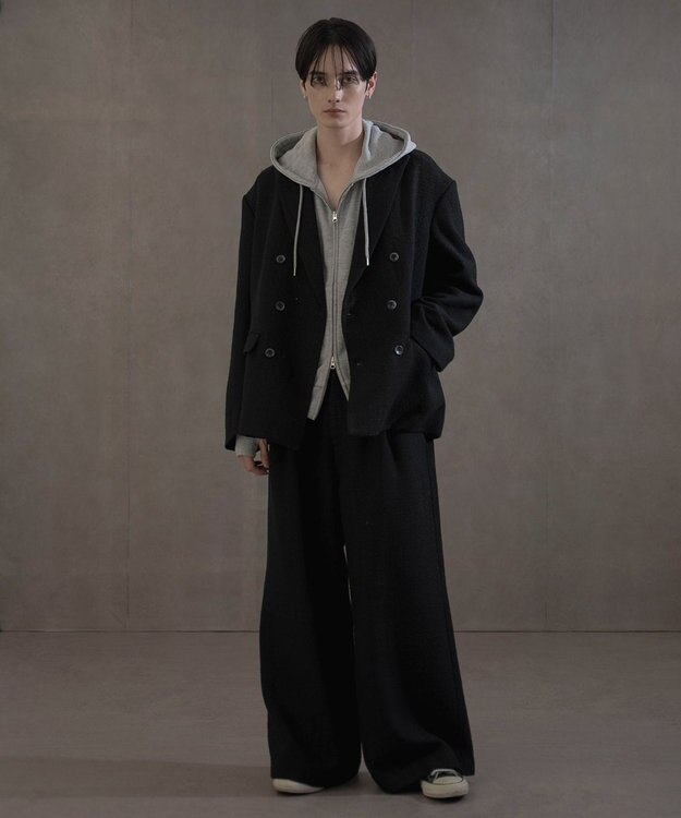 WEGO ショートダブルZIPパーカー ブラック