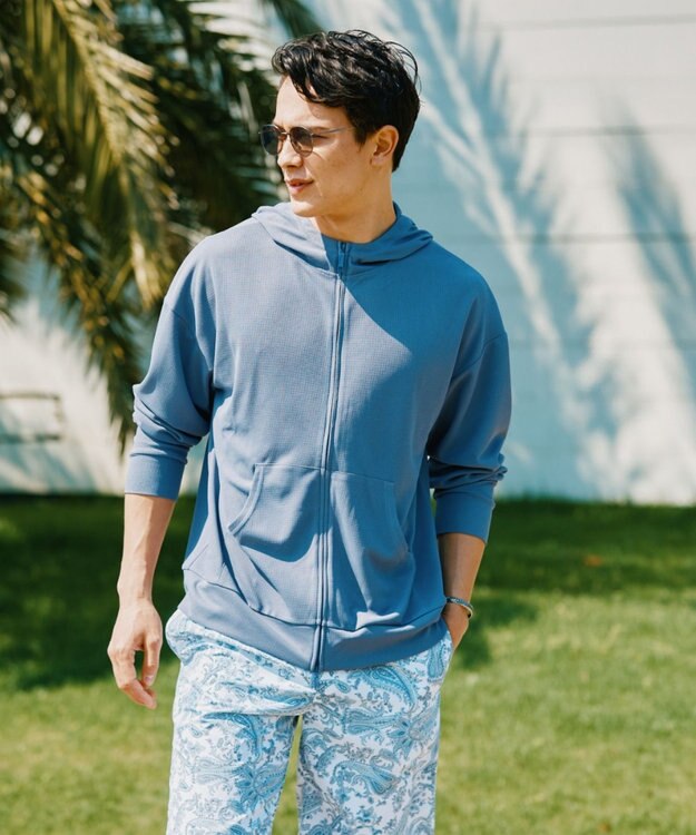 San-ai Resort（三愛水着楽園） ★新色ブルー入荷【UPF50＋】　ユニセックス　サーマルラッシュパーカー　S・M・L　【Reir（レイール）】 ブルー