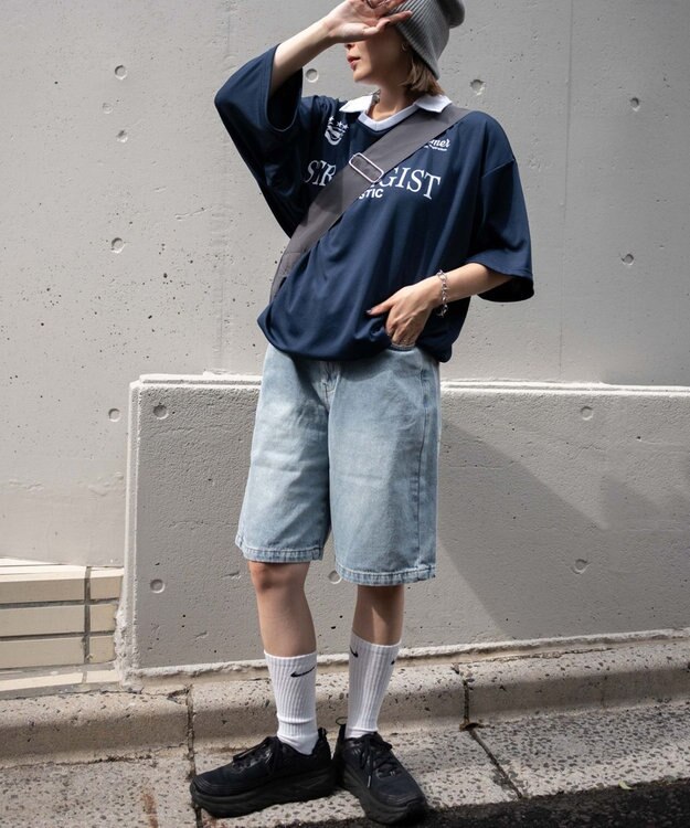 WEGO 【新色追加】ヴィンテージウォッシュデニムハーフパンツ デニム淡色