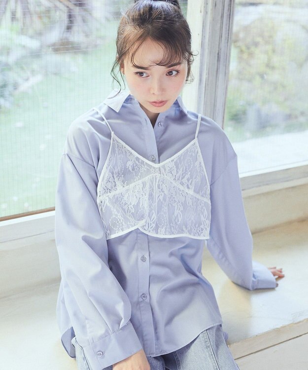 earth music&ecology ＳＥＴ２点レースビスチェ＋シャツ Off White