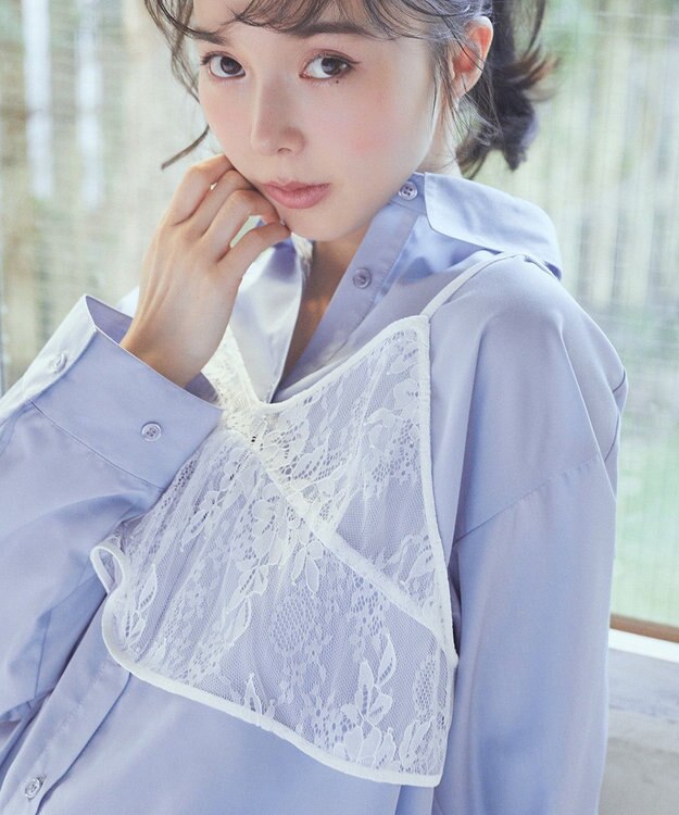 earth music&ecology ＳＥＴ２点レースビスチェ＋シャツ Off White