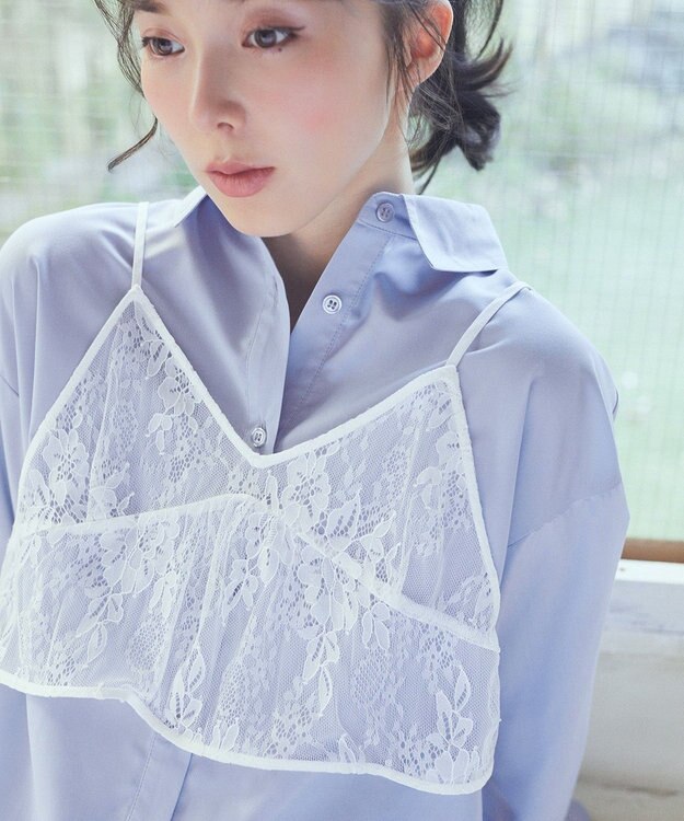 earth music&ecology ＳＥＴ２点レースビスチェ＋シャツ Off White