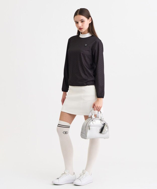 23区GOLF 【WOMEN】エアリージャージストレッチプルオーバー フェイクレイヤード ブラック系5