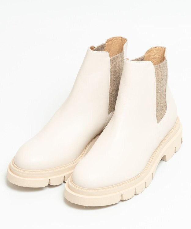 BONTRE 【LucaGrossi/ルカグロッシ】厚底サイドゴアショートブーツ アイボリー