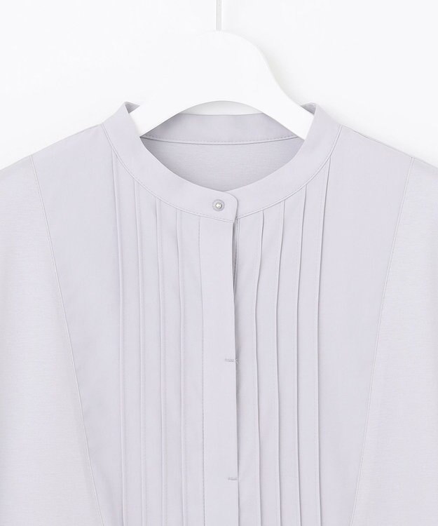 J.PRESS LADIES L シャツジャージー バンドカラー カットソー ライトグレー系