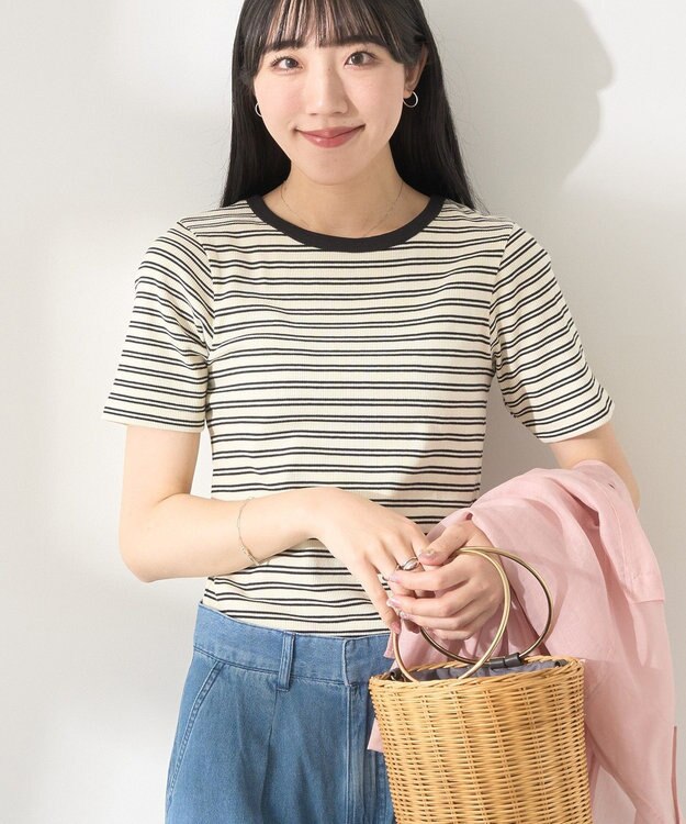 AMERICAN HOLIC リブ　５分袖トップス Pink