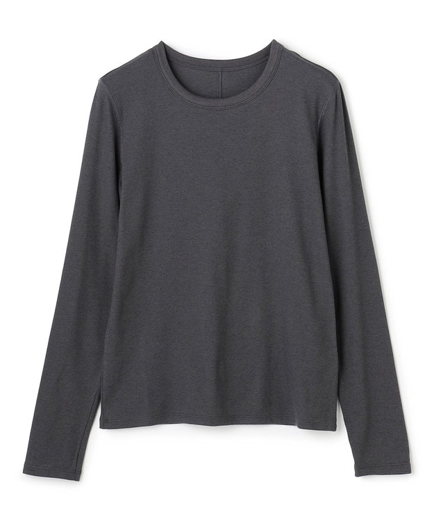 UNFILO コットンカシミヤ クルーネックカットソー チャコール