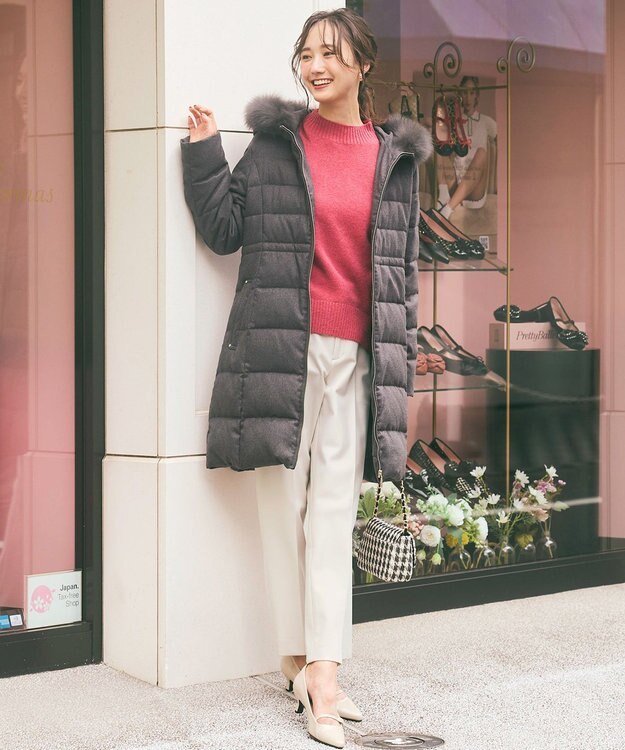 ANY SIS 【撥水・洗える】リッチファーフードロング ダウン グレー