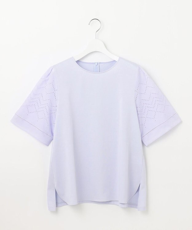 23区 【洗える】エンブロイダリー コンビジャージー カットソー ライラック系