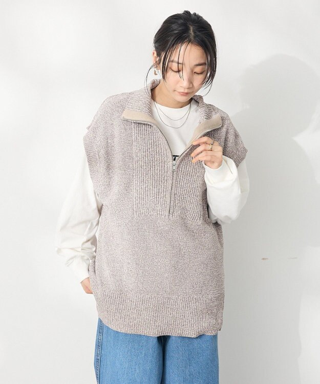 CRAFT STANDARD BOUTIQUE モールニットジップベスト Beige
