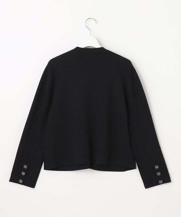 自由区 L ミラノリブ ニット ノーカラージャケット ネイビー系