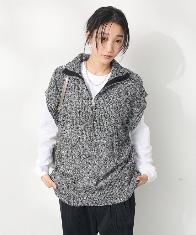 CRAFT STANDARD BOUTIQUE モールニットジップベスト Black