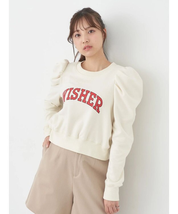 earth music&ecology ウラケロゴ短丈プルオーバー Ivory