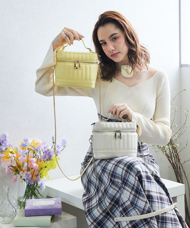 style code 【MERCURYDUO/マーキュリーデュオ】ストライプキルティング　バニティミニショルダーバッグ イエロー